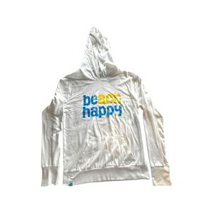 30A Beach Happy Hooded Long Sleeve Tee Womens Small White Recycled Boho Size M